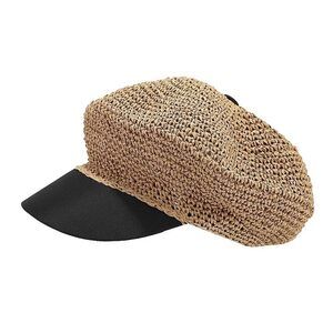 3771 Straw Hat For Womens Hand Crochet Vintage French Style Newsboy Beret
